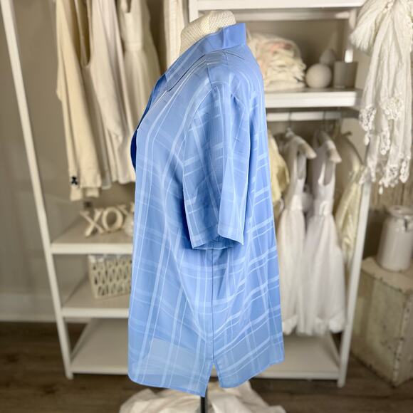 Liz Baker Women's Size 24W Blue Short Sleeve Button Up Blouse & Shell Set #3539 - Picture 3 of 8